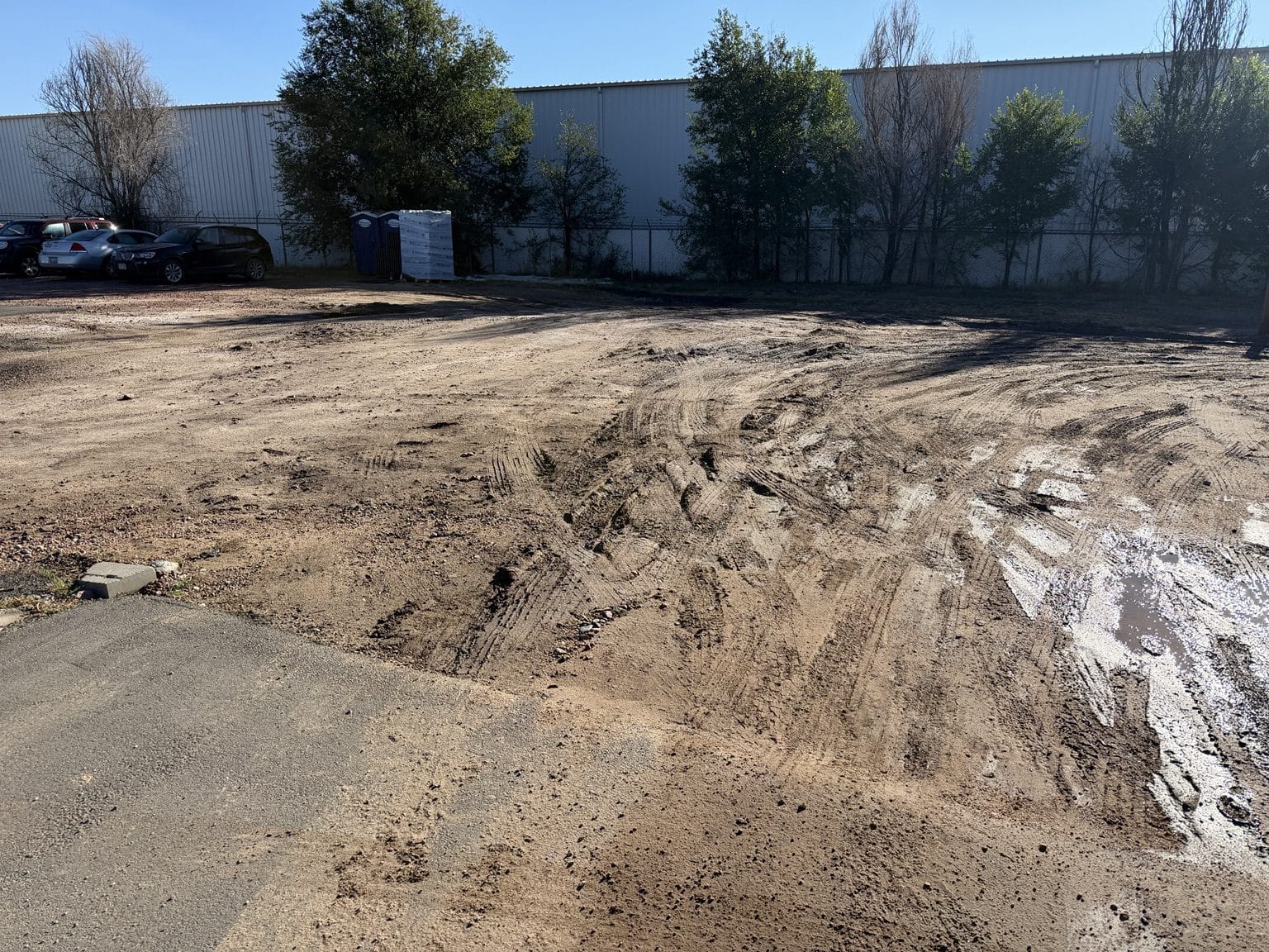 Prepared work area before asphalt paving at The CDL School in Colorado Springs